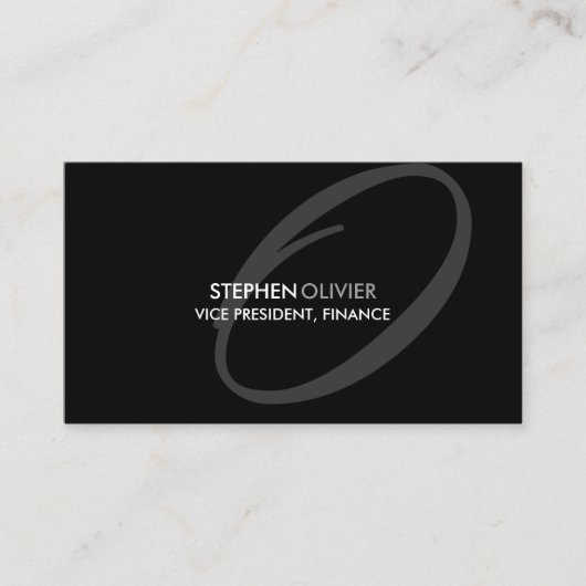 Black Gray Modern Elegant Monogram Visitekaartje (Voorkant)