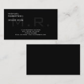 Black Gray Monogram Creative Modern Plain Visitekaartje (Voorkant / Achterkant)