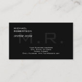 Black Gray Monogram Creative Modern Plain Visitekaartje (Voorkant)