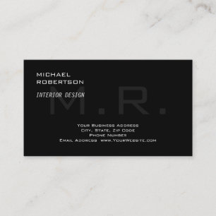 Black Gray Monogram Creative Modern Plain Visitekaartje