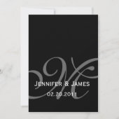 Black Gray Monogram Names Wedding Invitation Kaart (Voorkant)
