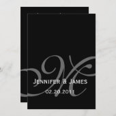Black Gray Monogram Names Wedding Invitation Kaart (Voorkant / Achterkant)