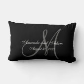 Black Gray Monogram Weddenschap Kussen (Achterkant)