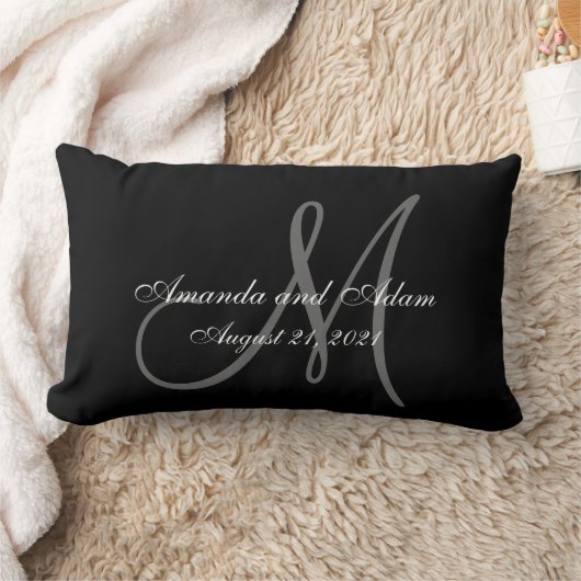 Black Gray Monogram Weddenschap Kussen (Deken)