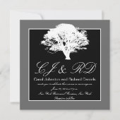 Black Gray Monograms Wedding Invitting Tree Kaart (Voorkant)