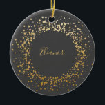 Black Gray Ombre Gold Confetti Stippen op maat Keramisch Ornament<br><div class="desc">Black Grey Ombre Gold Confetti Stippen Gepersonaliseerd Ornament</div>