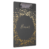 Black Gray Ombre Gold Confetti Stippen op maat Klembord (Rechts)