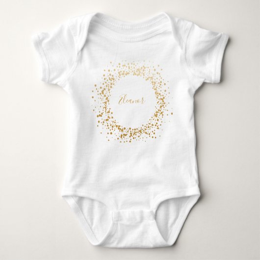 Black Gray Ombre Gold Confetti Stippen op maat Romper (Voorkant)