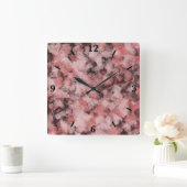 Black Gray Pink White Modern Geometric Abstract Vierkante Klok (Huis)