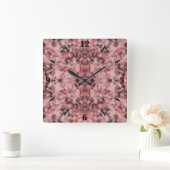 Black Gray Pink White Modern Geometric Abstract Vierkante Klok (Huis)