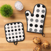 Black Gray Polka Dot Ovenwant & Pannenlap Set (Top down)