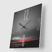 Black Gray Red Sunrise Vierkante Klok (Hoek)