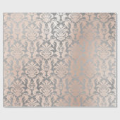 Black Gray Silver White Pink Metallic Damask Cadeaupapier (Vlak)