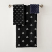 BLACK GRAY SPOT BATHROOM TOWEL SET BAD HANDDOEK (Insitu)
