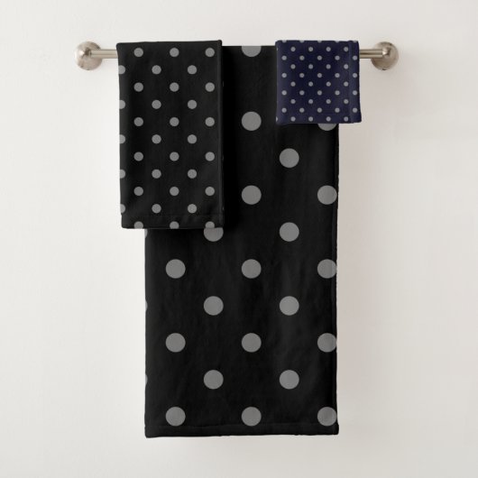 BLACK GRAY SPOT BATHROOM TOWEL SET BAD HANDDOEK (Insitu)