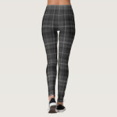 Black Gray Square Plaid Monochromatic Tartan Leggings (Achterkant)