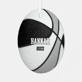 black gray team colors keepsake basketball metalen ornament (Voorkant links)