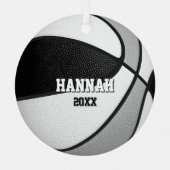 black gray team colors keepsake basketball metalen ornament (Voorkant)