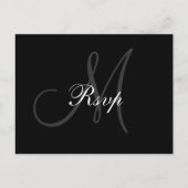 Black Gray Wedding Monogram RSVP Briefkaart (Voorkant)