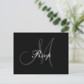 Black Gray Wedding Monogram RSVP Briefkaart