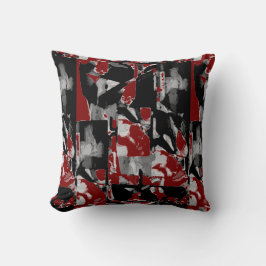 Black Gray White Burgundy Contemporary Art Print Kussen