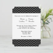 Black Gray White Chevron Wedding Invitations Kaart (Staand voorkant)