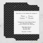 Black Gray White Chevron Wedding Invitations Kaart (Voorkant / Achterkant)