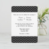 Black Gray White Chevron Wedding Invitations Kaart (Staand voorkant)