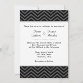 Black Gray White Chevron Wedding Invitations Kaart (Voorkant)