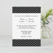 Black Gray White Chevron Wedding Invitations Kaart (Staand voorkant)