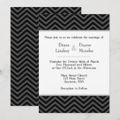Black Gray White Chevron Wedding Invitations Kaart (Voorkant / Achterkant)