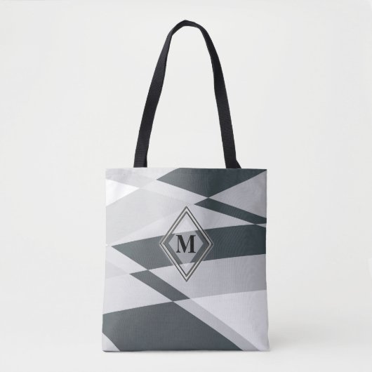 Black Gray White Geometric Dynamic Tote Bag (Voorkant)
