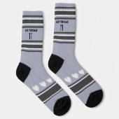 Black, gray, white- Name Number heart Socks Sokken (Rechts)