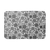 Black Gray White Retro Floral Art Seamless Pattern Badmat (Voorkant)