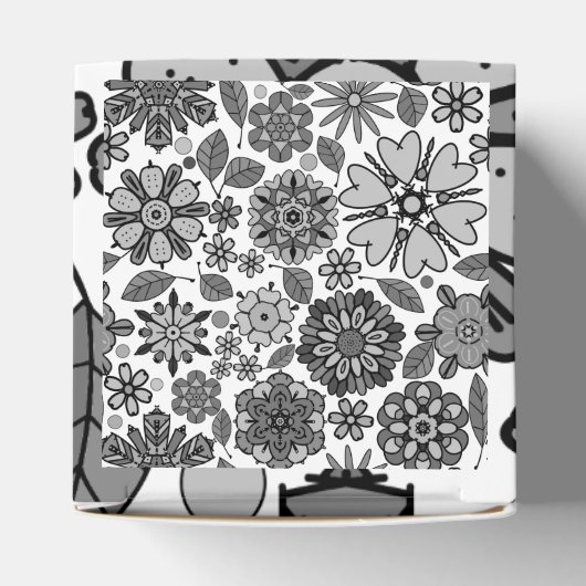 Black Gray White Retro Floral Art Seamless Pattern Bedankdoosjes (Bovenkant)