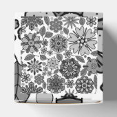 Black Gray White Retro Floral Art Seamless Pattern Bedankdoosjes (Bovenkant)