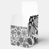 Black Gray White Retro Floral Art Seamless Pattern Bedankdoosjes (Geopend)