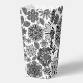 Black Gray White Retro Floral Art Seamless Pattern Bedankdoosjes (Achterkant)