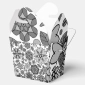 Black Gray White Retro Floral Art Seamless Pattern Bedankdoosjes (Geopend)