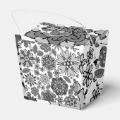 Black Gray White Retro Floral Art Seamless Pattern Bedankdoosjes (Achterkant)
