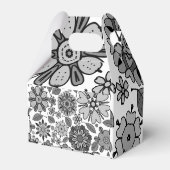 Black Gray White Retro Floral Art Seamless Pattern Bedankdoosjes (Achterkant)