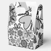 Black Gray White Retro Floral Art Seamless Pattern Bedankdoosjes (Geopend)