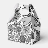 Black Gray White Retro Floral Art Seamless Pattern Bedankdoosjes (Voorkant Zijde)