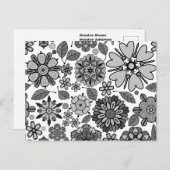 Black Gray White Retro Floral Art Seamless Pattern Briefkaart (Voorkant / Achterkant)