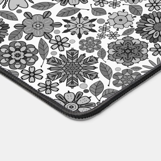 Black Gray White Retro Floral Art Seamless Pattern Bureaumat (Hoek)