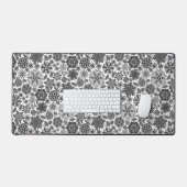 Black Gray White Retro Floral Art Seamless Pattern Bureaumat (Keyboard & Muis)