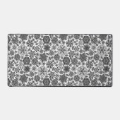 Black Gray White Retro Floral Art Seamless Pattern Bureaumat (Voorkant)