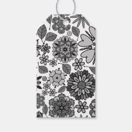 Black Gray White Retro Floral Art Seamless Pattern Cadeaulabel