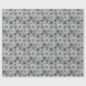Black Gray White Retro Floral Art Seamless Pattern Cadeaupapier (Vlak)