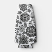 Black Gray White Retro Floral Art Seamless Pattern Flesjeskoeler (Voorkant)